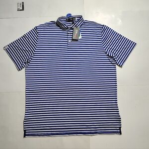 NWT RLX Ralph Lauren Performance Wicking Polo Navy and White Striped XL